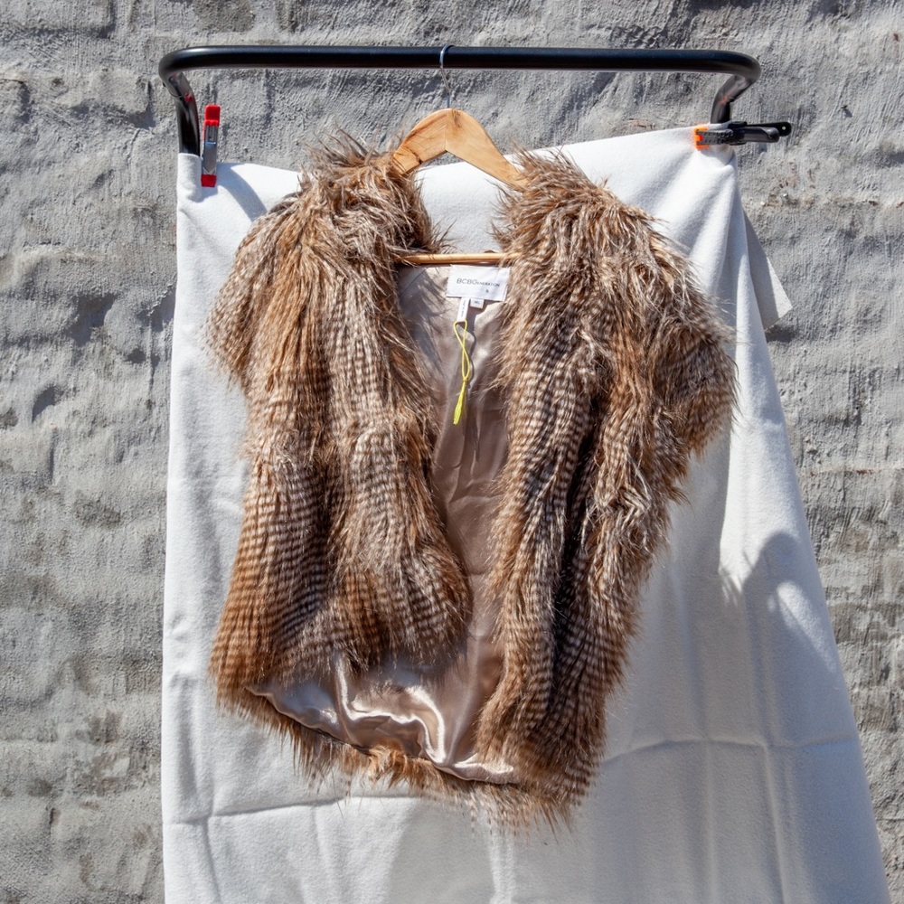 BCBG faux fur vest